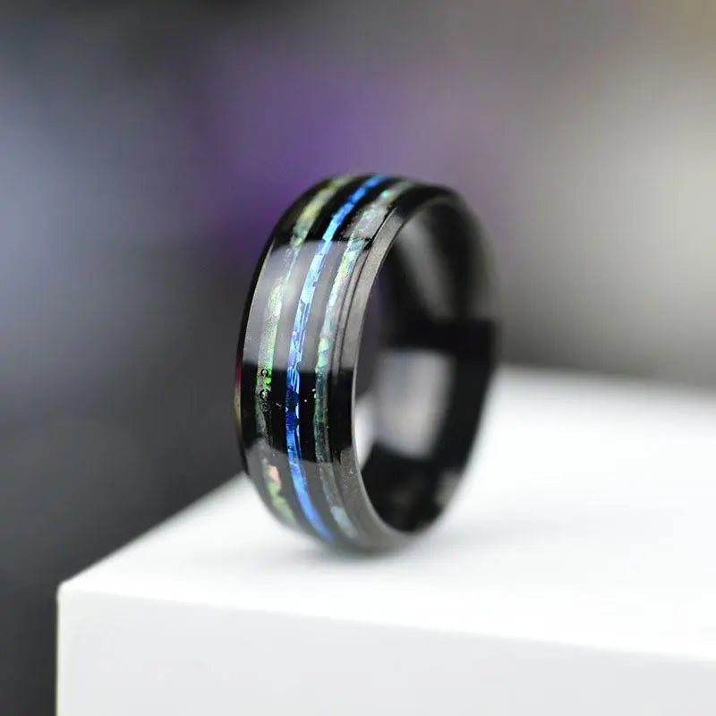 Opal Radiance Tungsten Ring