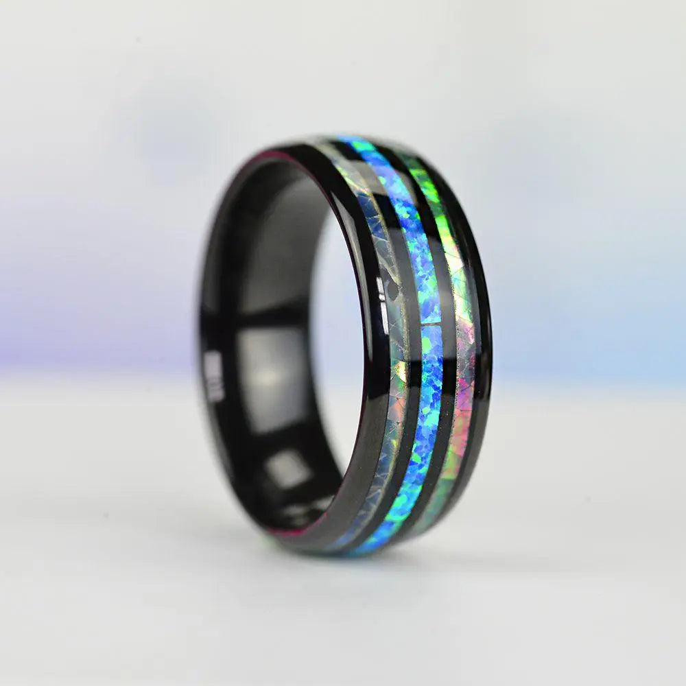 Opal Radiance Tungsten Ring