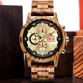 Wood Wristwatch For Men: Precision Chronograph and Sporty Elegance