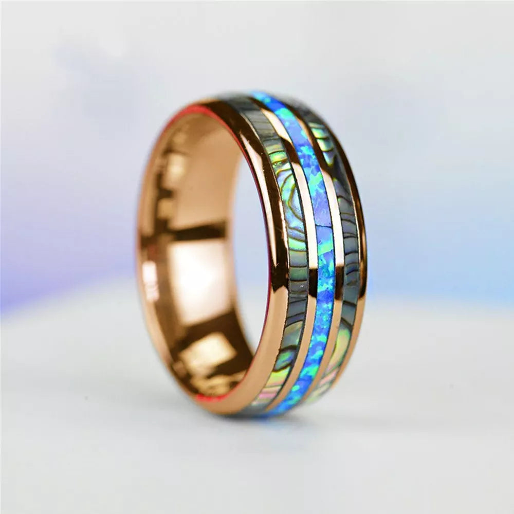 Opal Radiance Tungsten Ring