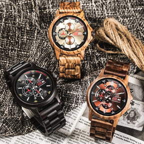 Wood Wristwatch For Men: Precision Chronograph and Sporty Elegance