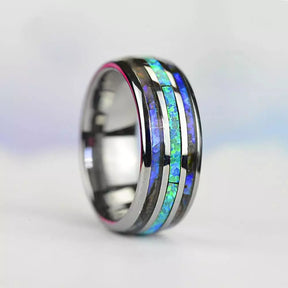 Opal Radiance Tungsten Ring