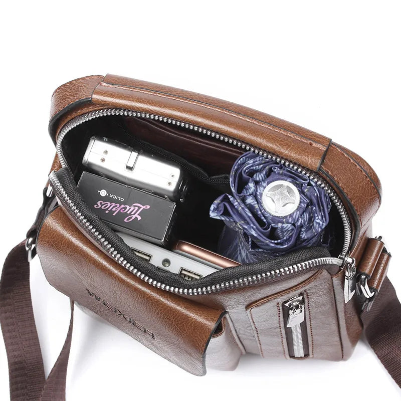 Versatile Men's Crossbody: Multi-function & Stylish Flap