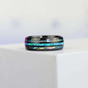 Opal Radiance Tungsten Ring