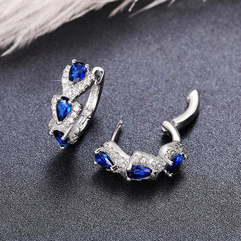 Sapphire Radiance Hoop Earrings - Elegant Women's Accessorie