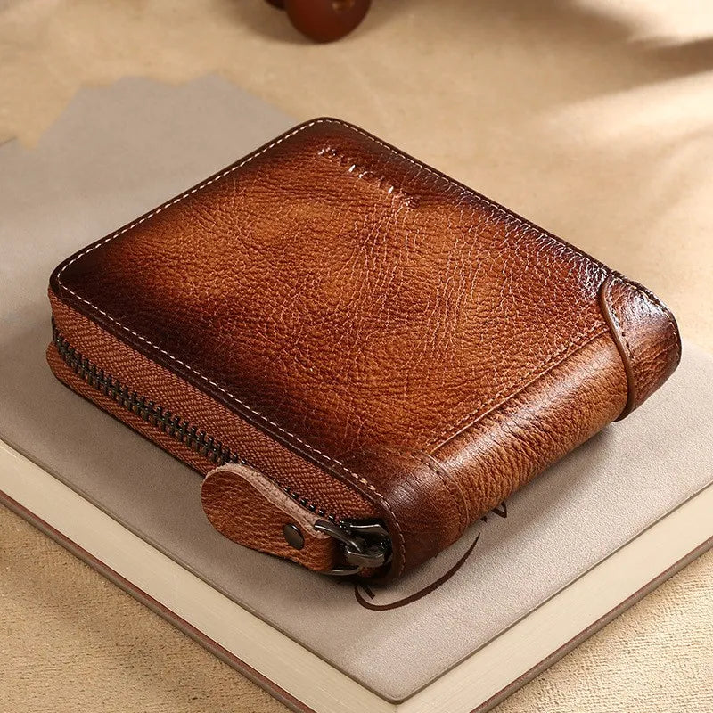 Color Erasing Short Leather Wallet