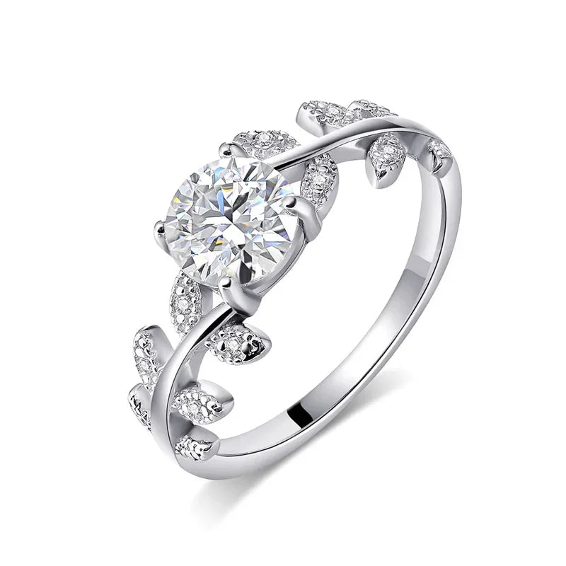 Genuine Elegance Moissanite Leaf Ring