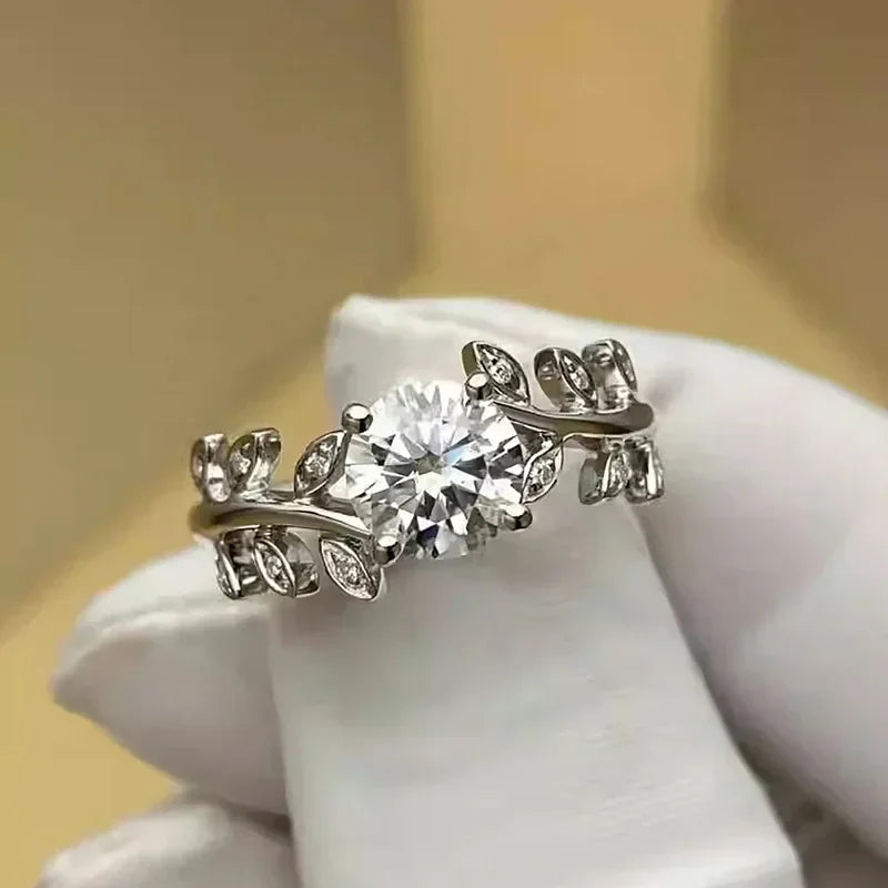 Genuine Elegance Moissanite Leaf Ring