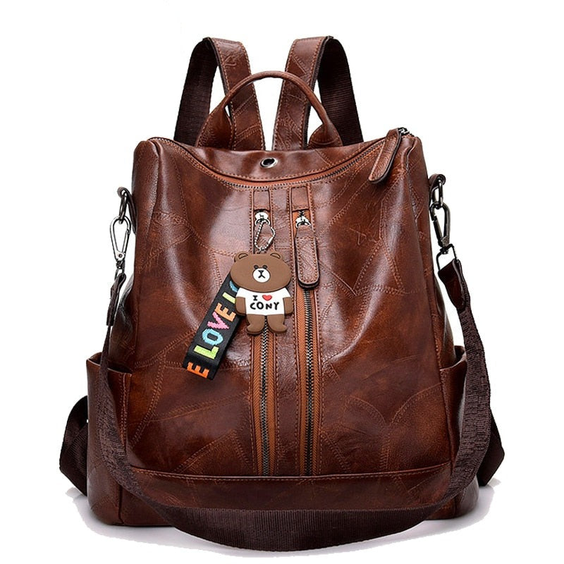 Women's Vintage Leather Backpack 