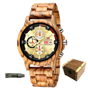 Wood Wristwatch For Men: Precision Chronograph and Sporty Elegance