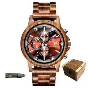 Wood Wristwatch For Men: Precision Chronograph and Sporty Elegance