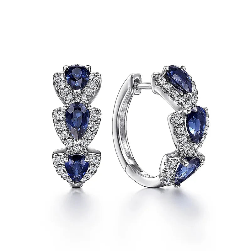 Sapphire Radiance Hoop Earrings - Elegant Women's Accessorie