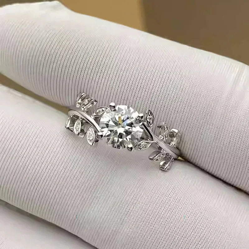 Genuine Elegance Moissanite Leaf Ring