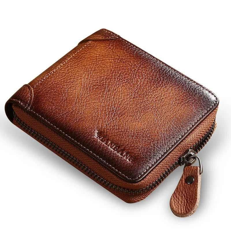 Color Erasing Short Leather Wallet