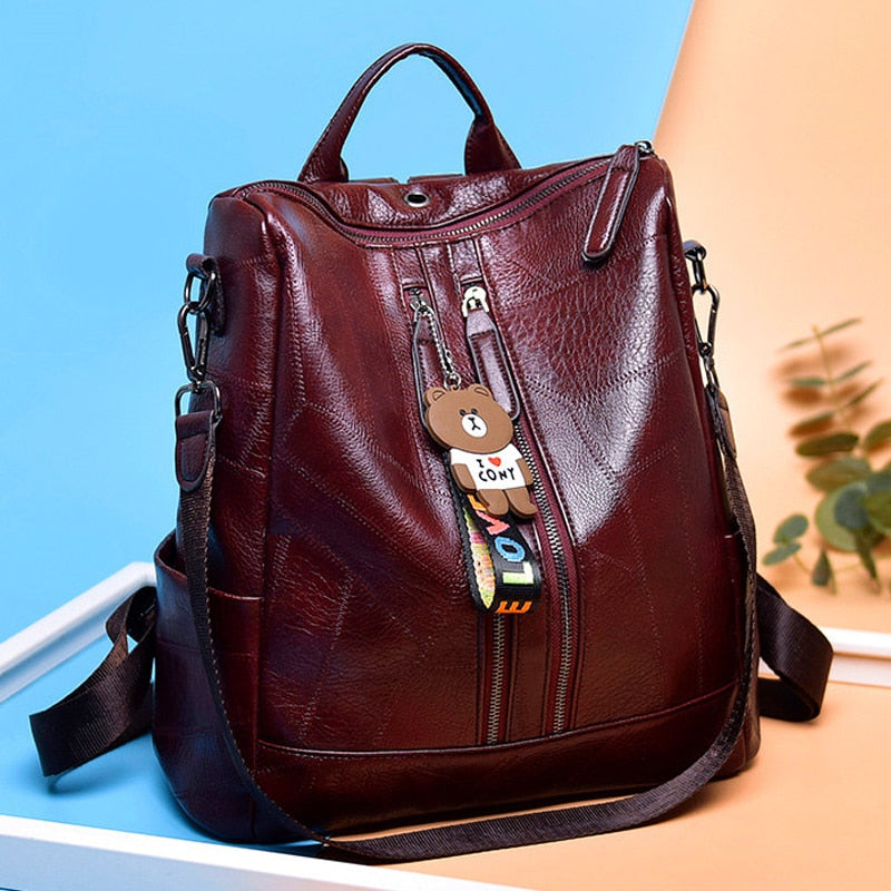 Women's Vintage Leather Backpack 