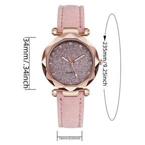 Rhinestone Star Sky Silver Pink Women's Fashion Quartz Wrist Watch