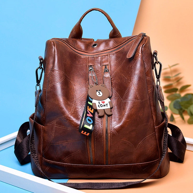 Women's Vintage Leather Backpack 