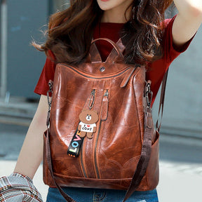 Women's Vintage Leather Backpack 