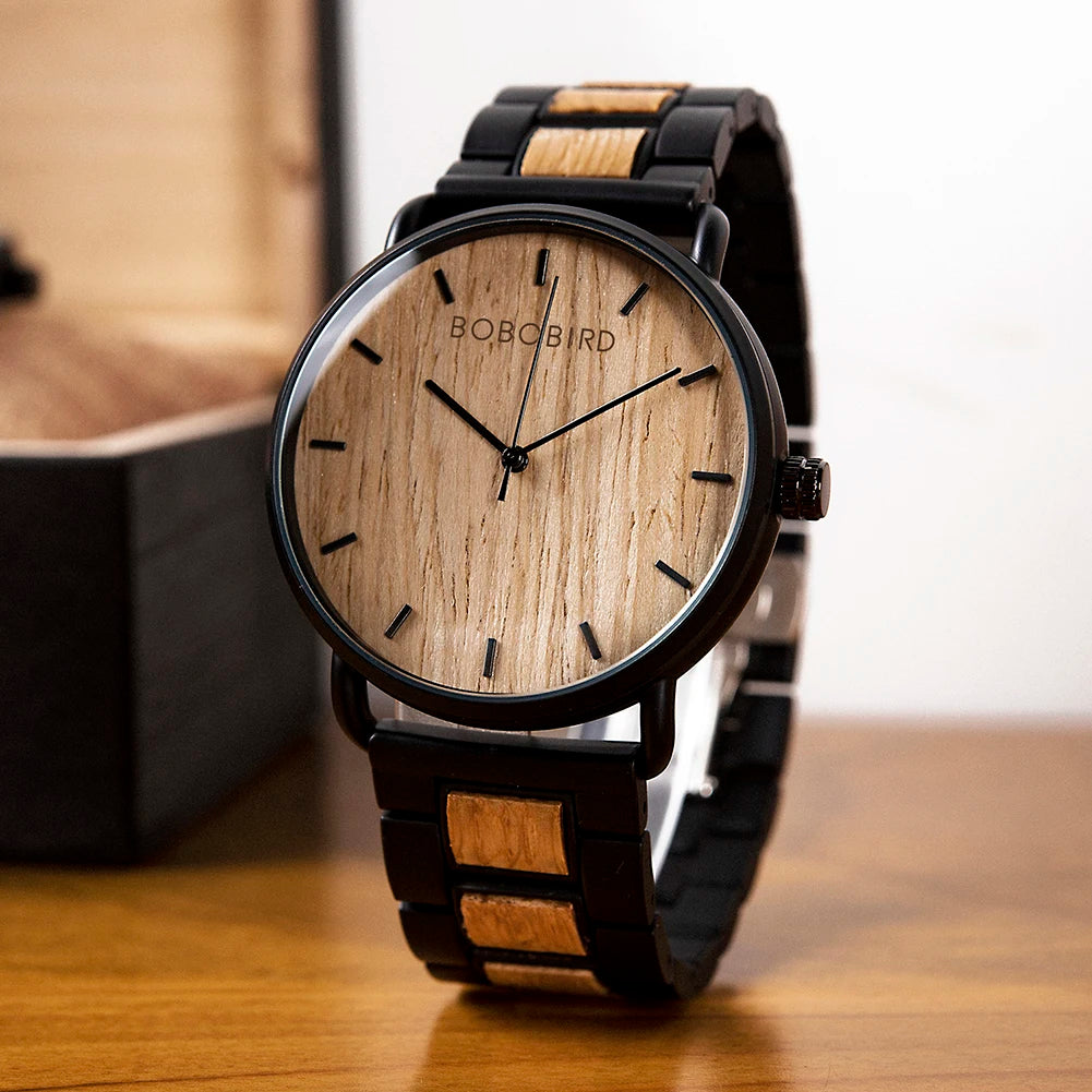 Square Bobo Engraved Wood Watch